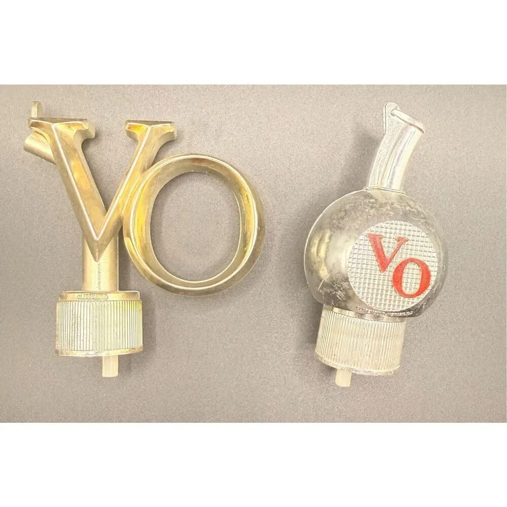 Mid-Century Advertising Liquor Bottle Pourers Plastic Barware, Seagrams, Imperia